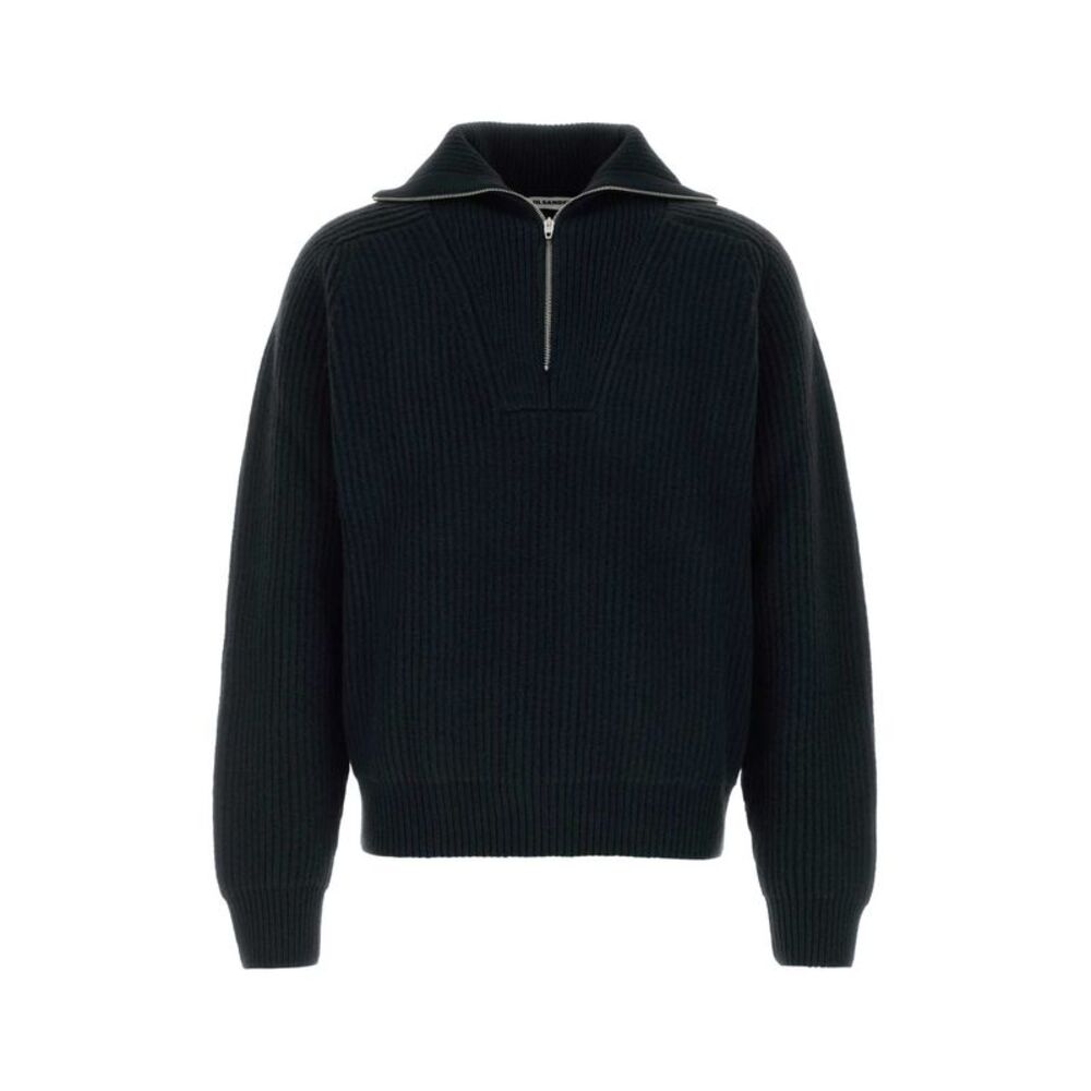Jil Sander Men Black Wool Polo Shirt